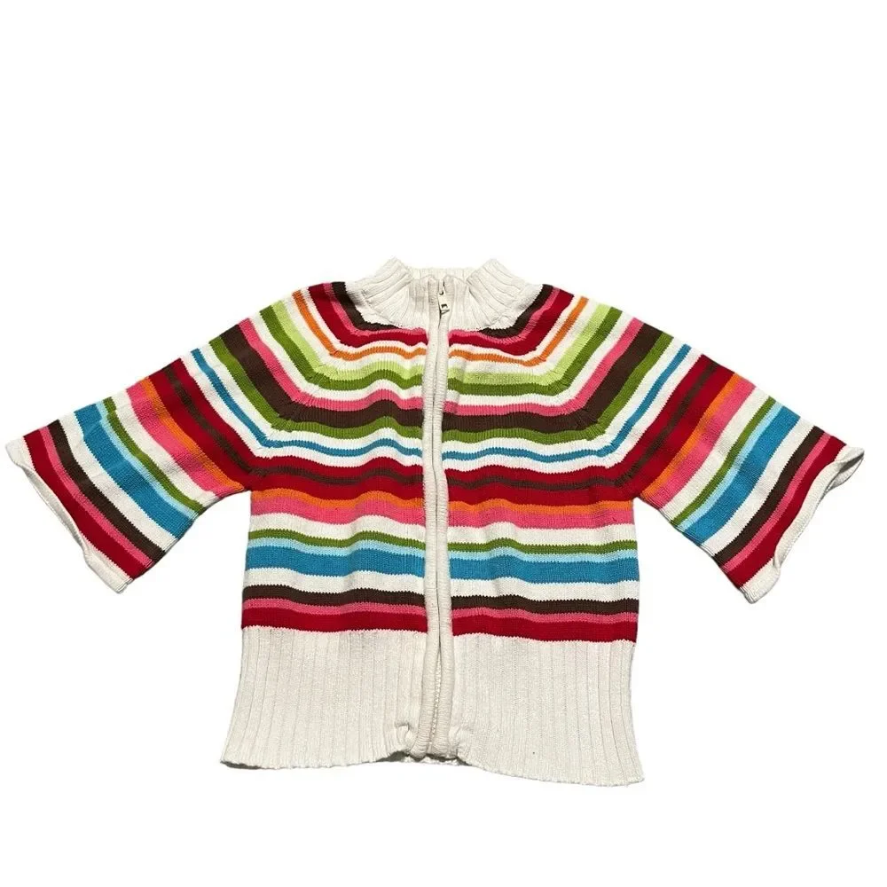 Gymboree Striped Knit Full Zip Cardigan Sweater 2013 Multicolor Youth Size 5-6 S
